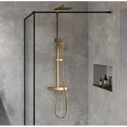 BATH DELUXE 31-120-06-70-00 - Duschutrustning med termostat NAESBY borstad mässing