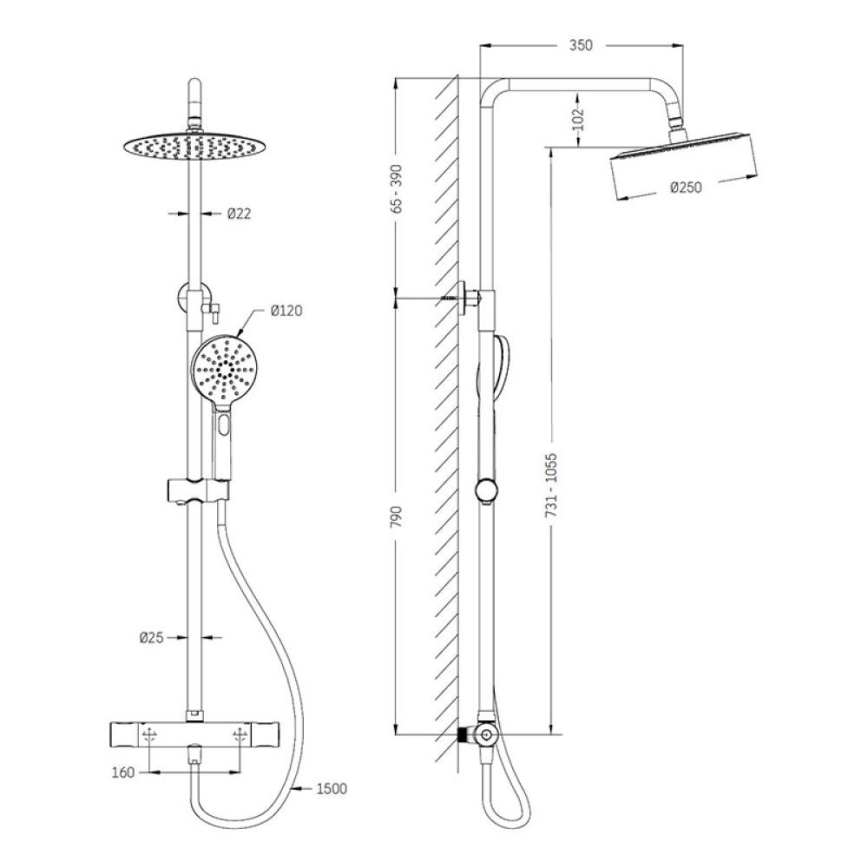 BATH DELUXE 31-120-07-60-00 - Duschutrustning med termostat DRAGOR skinande krom