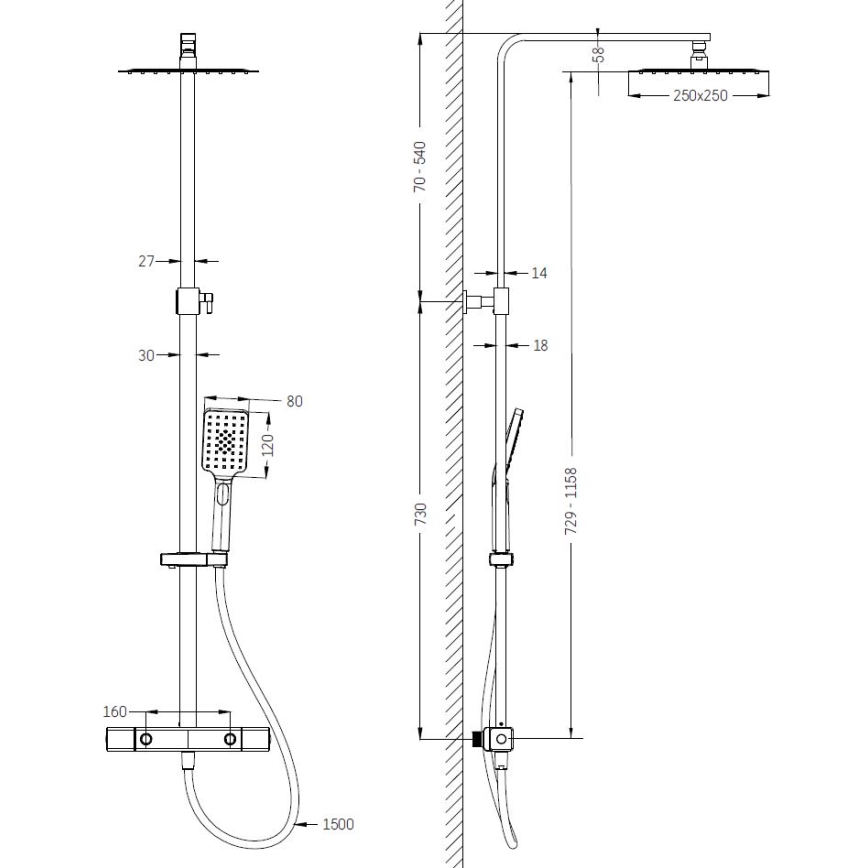 BATH DELUXE 31-120-08-60-00 - Duschutrustning med termostat NAESBY skinande krom