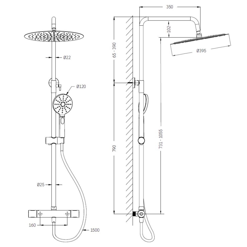 BATH DELUXE 31-120-09-60-00 - Duschutrustning med termostat DRAGOR skinande krom