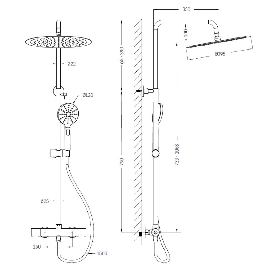 BATH DELUXE 31-120-13-60-00 - Duschutrustning med termostat DRAGOR skinande krom