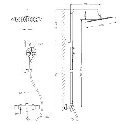BATH DELUXE 31-120-13-63-00 - Duschutrustning med termostat DRAGOR matt svart