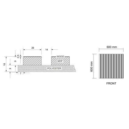 BATH DELUXE 54-060-08-84-12 - KIT 4x Akustisk väggpanel DANVIKEN 60x60 cm valnöt