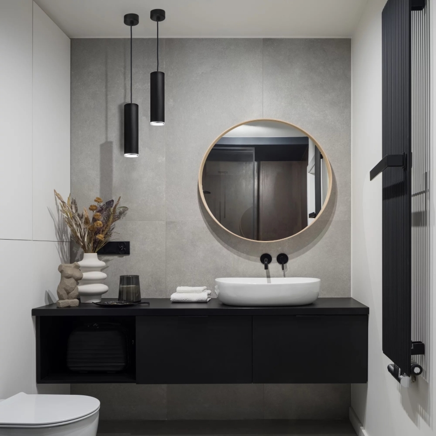 Bathroom ljuskrona på snöre TURYN 1xGU10/10W/230V IP44 svart