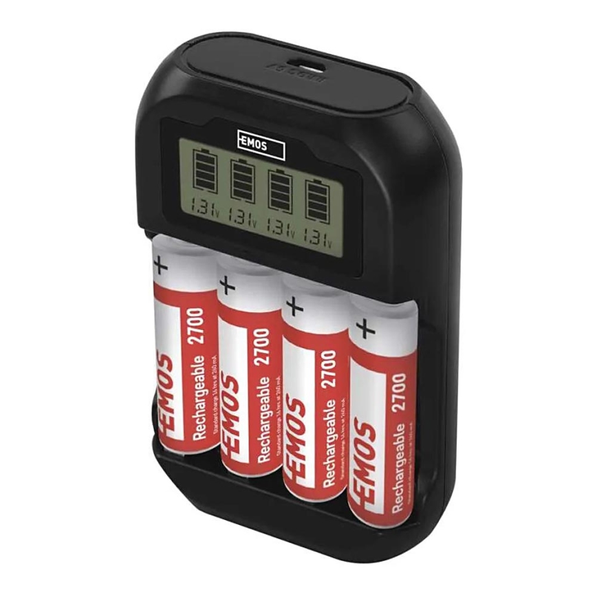 Batteriladdare med LCD display 4xAA/AAA 5V