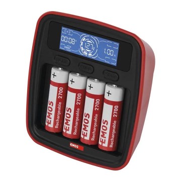 Batteriladdare med LCD display 4xAA/AAA 5V