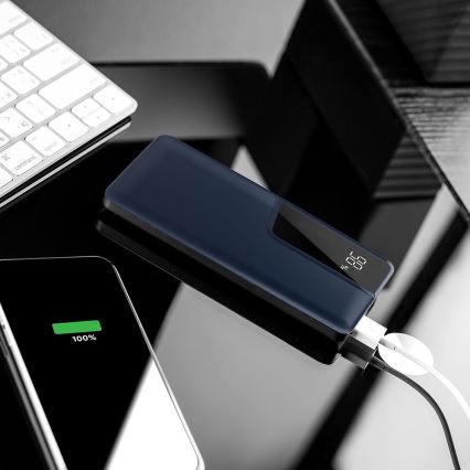 Batteriladdare med skärm 10000mAh/3,7V blå