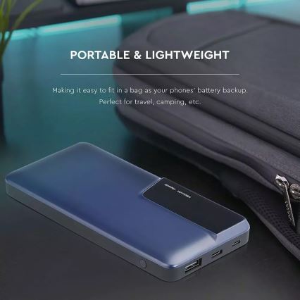 Batteriladdare med skärm 10000mAh/3,7V blå