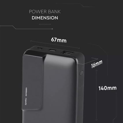 Batteriladdare med skärm 10000mAh/3,7V svart