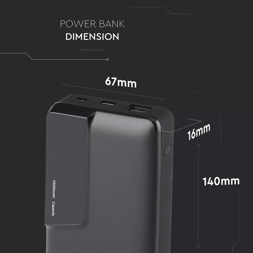Batteriladdare med skärm 10000mAh/3,7V svart
