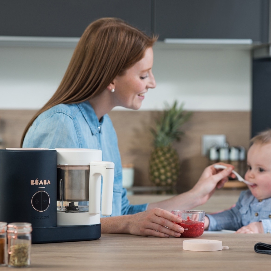 Beaba - Ångkokare$12i1 BABYCOOK NEO blå/vit