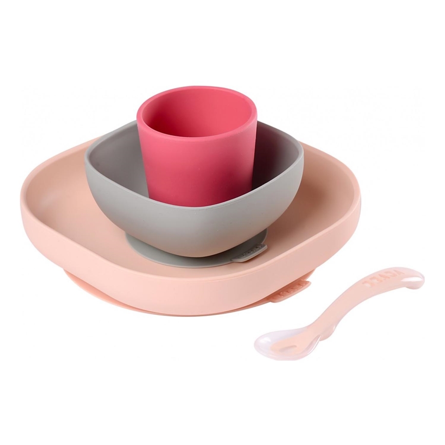 Beaba - Children's dining kit Pink 4 delar