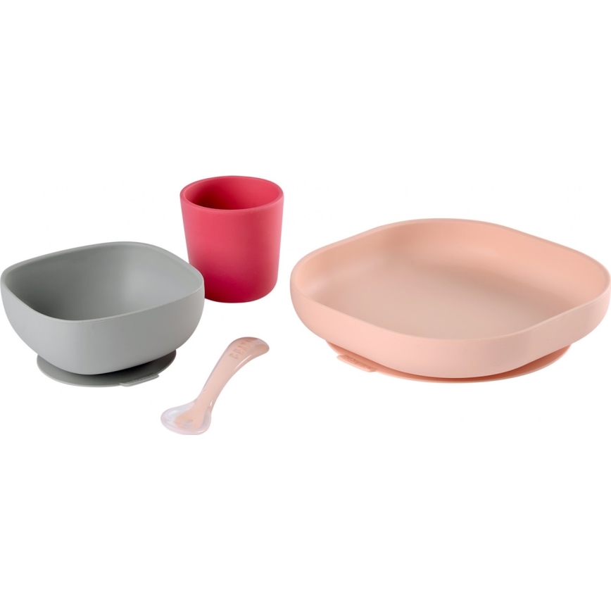 Beaba - Children's dining kit Pink 4 delar