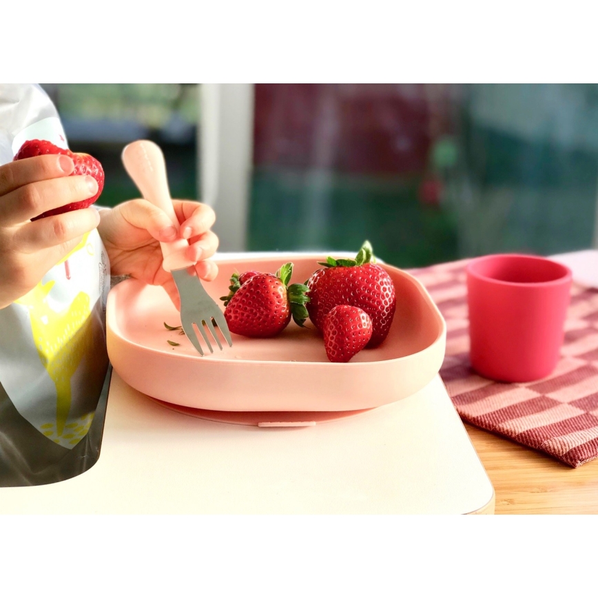 Beaba - Children's dining kit Pink 4 delar