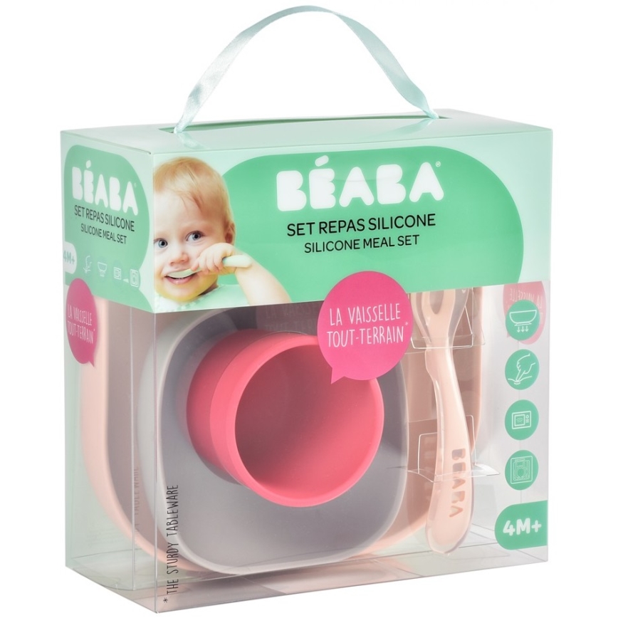Beaba - Children's dining kit Pink 4 delar