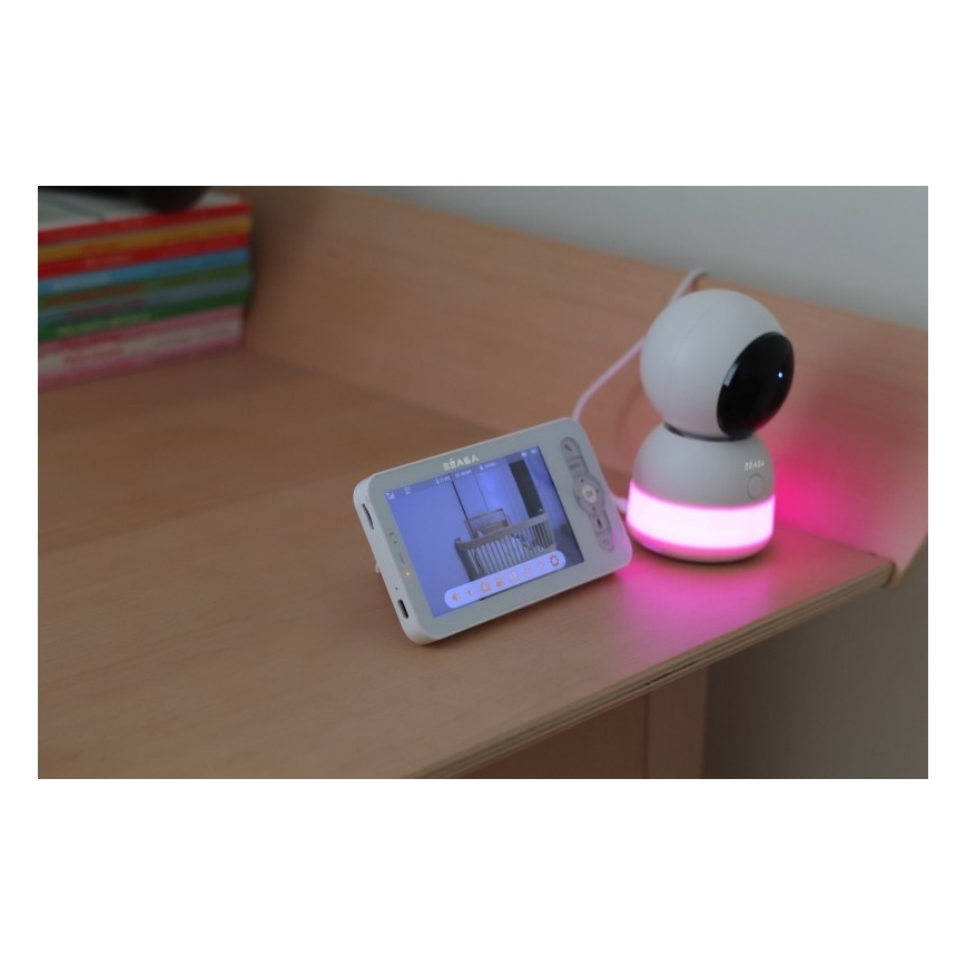 Beaba - Smart uppladdningsbar babyvakt med monitor ZEN NIGHT 720p 5V 4000 mAh Wi-Fi vit