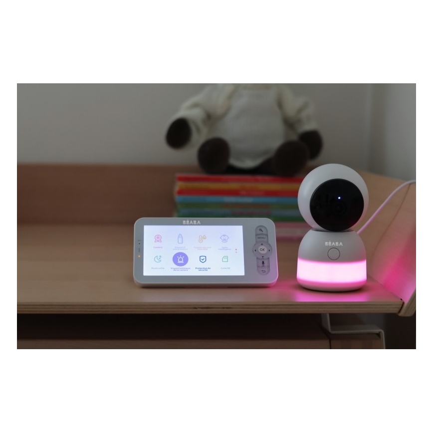 Beaba - Smart uppladdningsbar babyvakt med monitor ZEN NIGHT 720p 5V 4000 mAh Wi-Fi vit