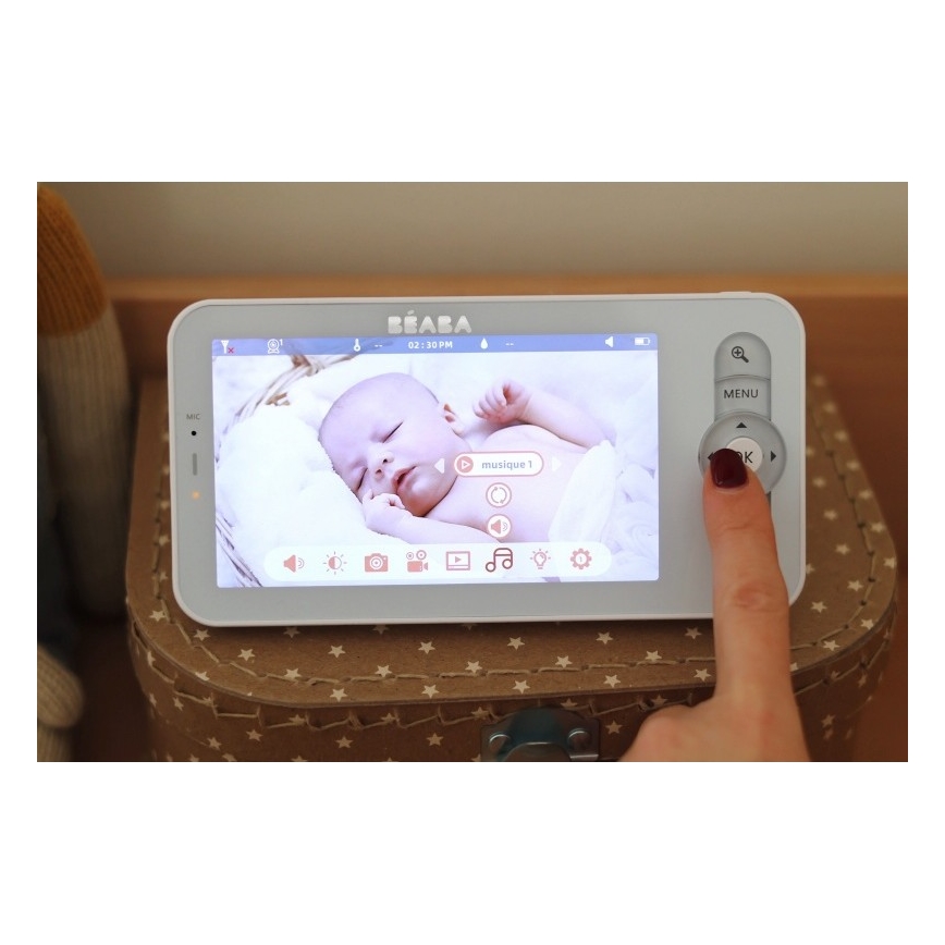 Beaba - Smart uppladdningsbar babyvakt med monitor ZEN NIGHT 720p 5V 4000 mAh Wi-Fi vit