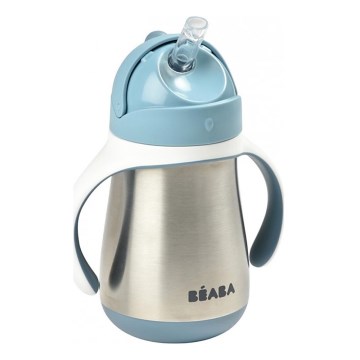 Beaba - Termoisolermugg med sugrör 250 ml blå