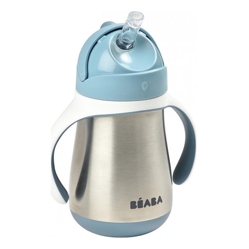 Beaba - Termoisolermugg med sugrör 250 ml blå