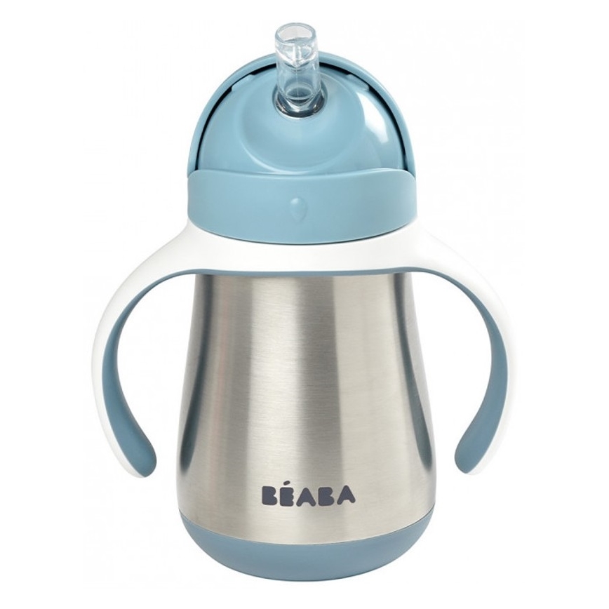 Beaba - Thermo-insulated mug med en straw 250 ml blå