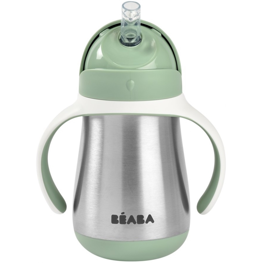 Beaba - Thermo-insulated mug med en straw 250 ml grön