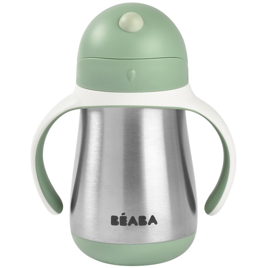 Beaba - Thermo-insulated mug med en straw 250 ml grön