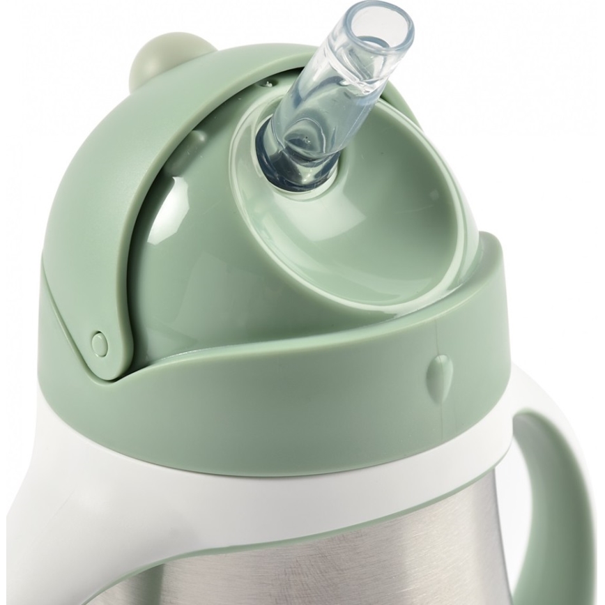 Beaba - Thermo-insulated mug med en straw 250 ml grön