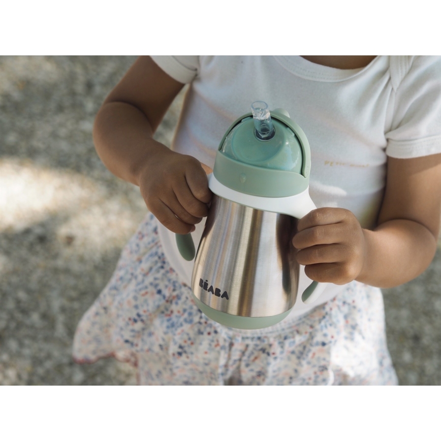 Beaba - Thermo-insulated mug med en straw 250 ml grön