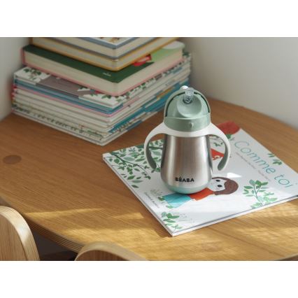Beaba - Thermo-insulated mug med en straw 250 ml grön