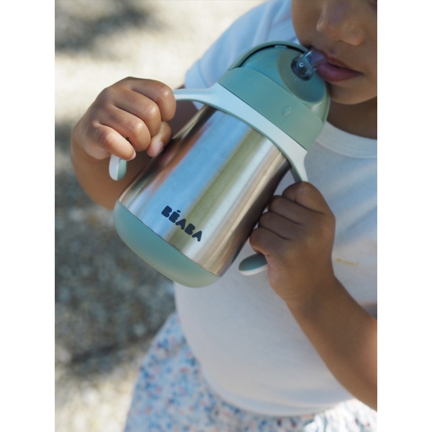 Beaba - Thermo-insulated mug med en straw 250 ml grön