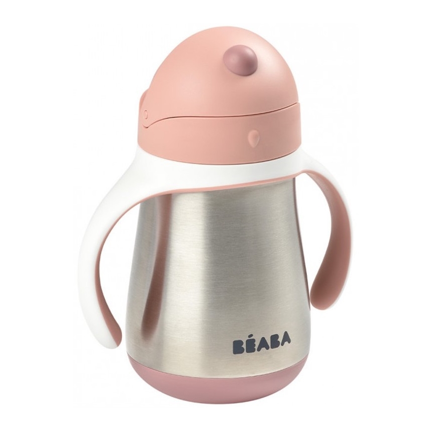 Beaba - Thermo-insulated mug med en straw 250 ml rosa