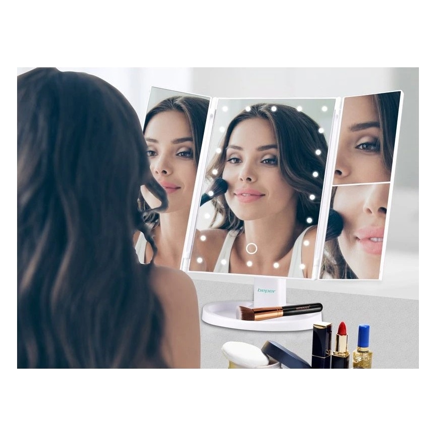Beper - Sminkspegel med LED-belysning 4xAAA/5V