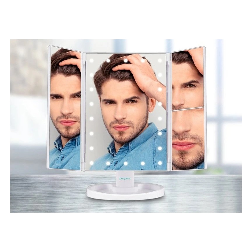 Beper - Sminkspegel med LED-belysning 4xAAA/5V