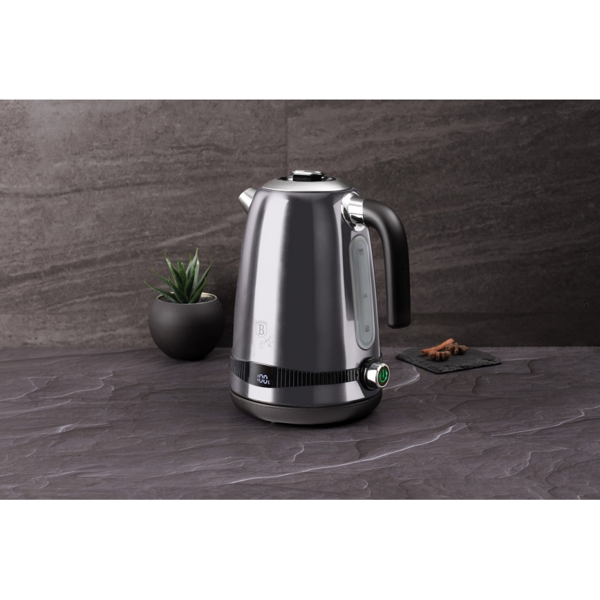 BerlingerHaus - Vattenkokare med termoregulering 1,7 l 2200W/230V rostfritt stål/svart