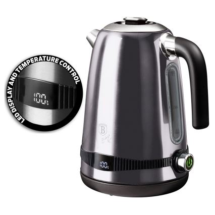 BerlingerHaus - Vattenkokare med termoregulering 1,7 l 2200W/230V rostfritt stål/svart