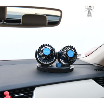 Bil dashboard fan med USB 3W/5V svart