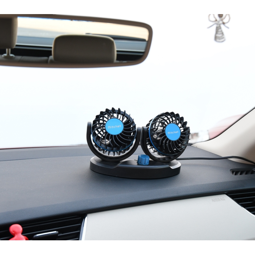 Bil dashboard fan med USB 3W/5V svart