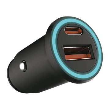 Billaddare Power Delivery 20W 12-24V/3A USB/C svart