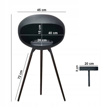 Biokamin TOKIO 45x100 cm 2 kW svart