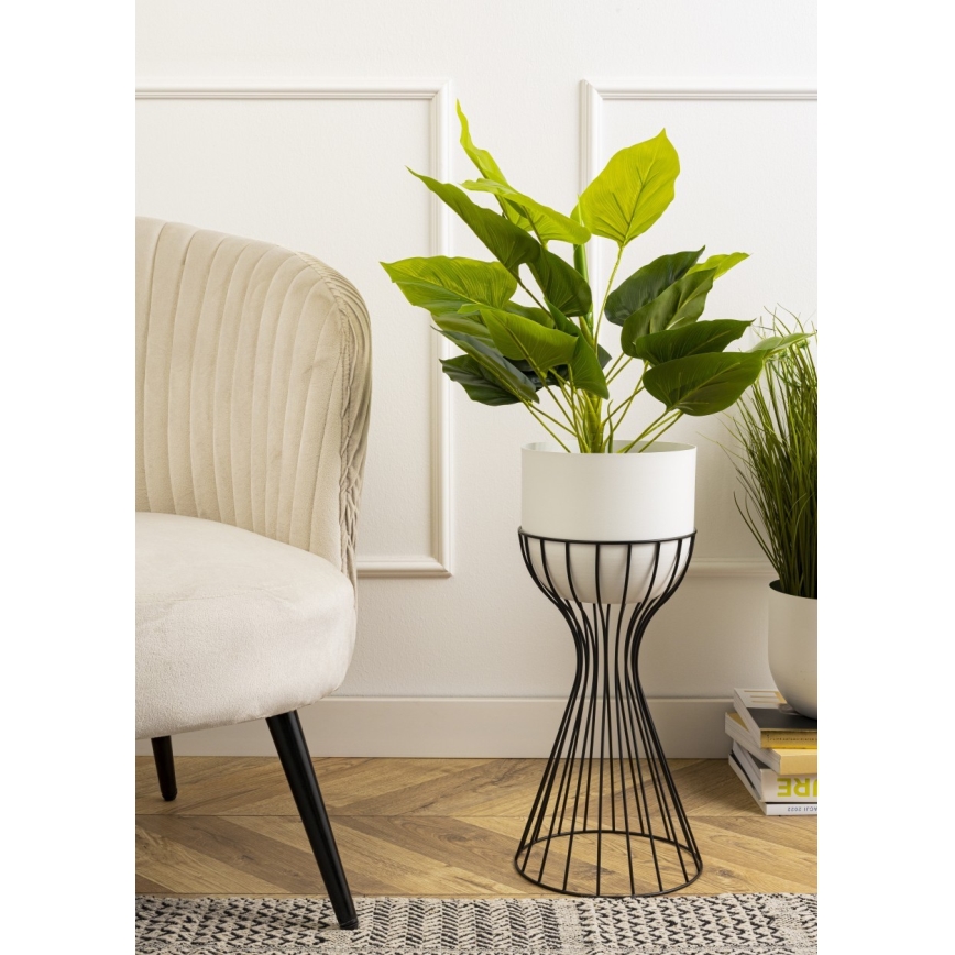 Blomkruka av metall LOFT 46x20 cm svart/vit
