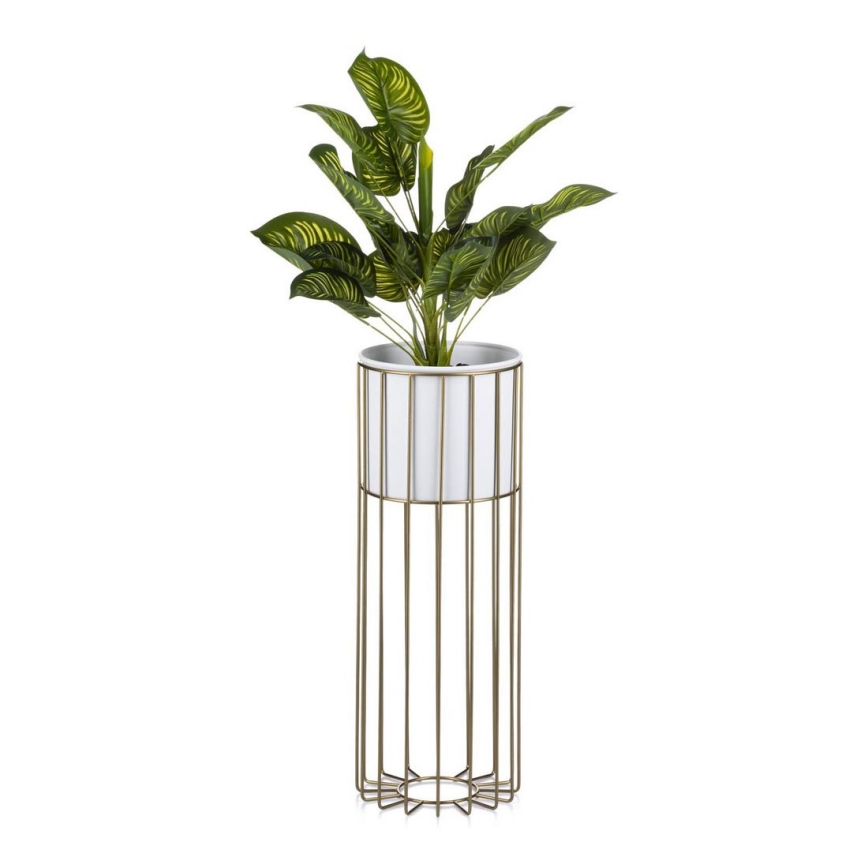 Blomkruka av metall LOFT 55x20 cm guld/vit