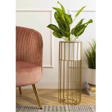 Blomkruka av metall LOFT 55x20 cm guld/vit