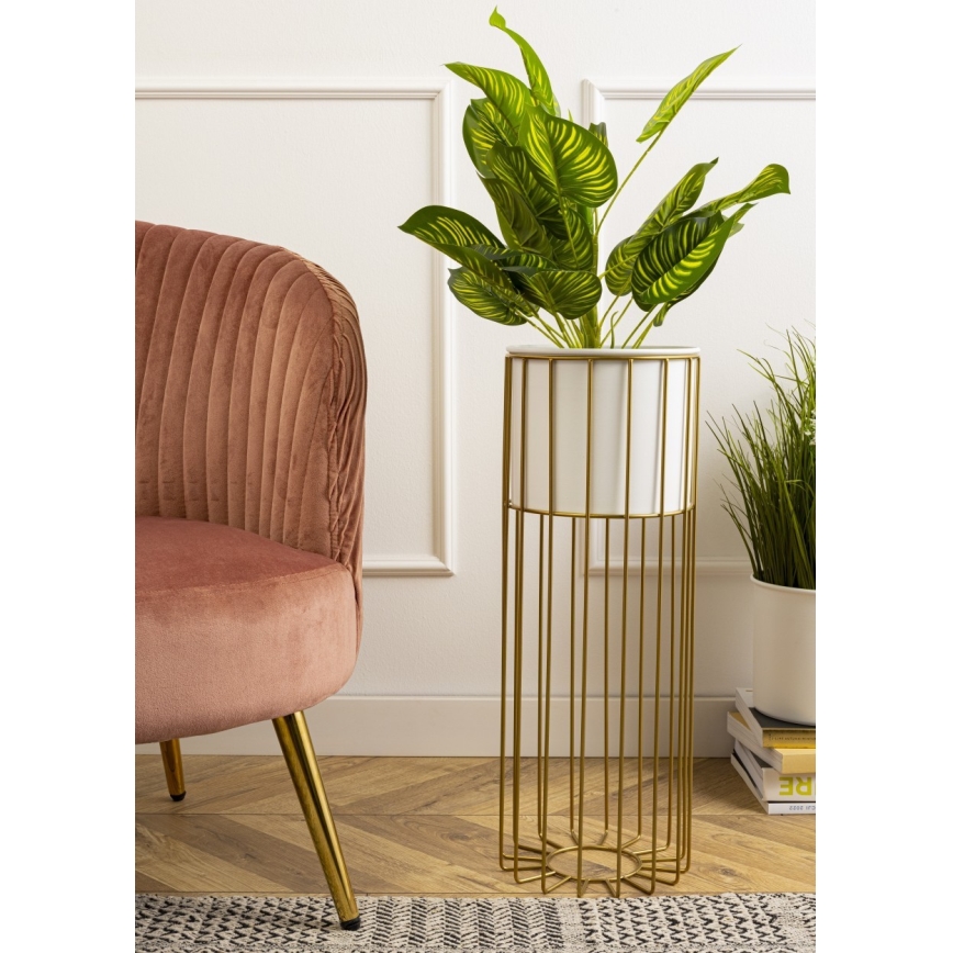 Blomkruka av metall LOFT 55x20 cm guld/vit