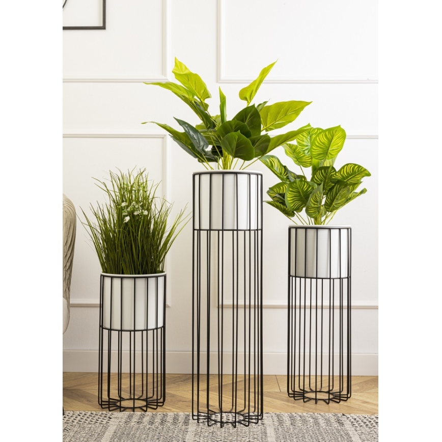 Blomkruka av metall LOFT 55x20 cm svart/vit
