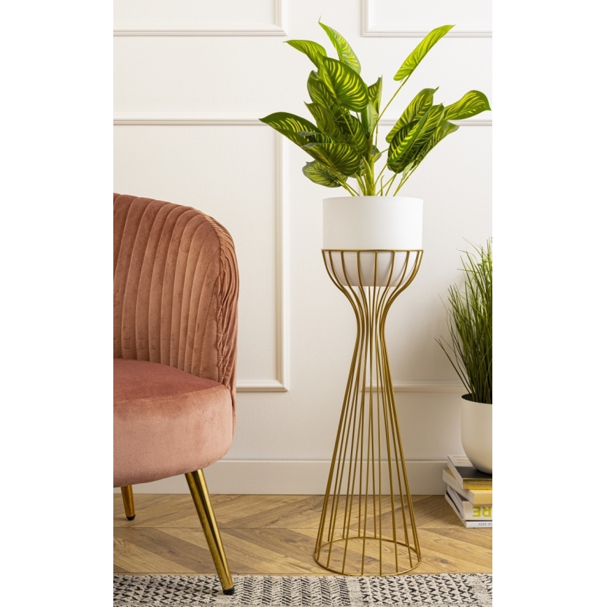 Blomkruka av metall LOFT 68x20 cm guld/vit