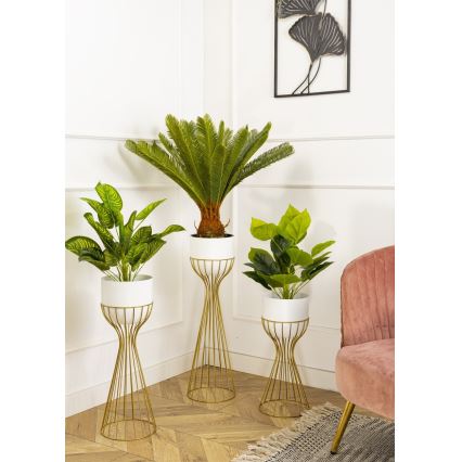Blomkruka av metall LOFT 68x20 cm guld/vit