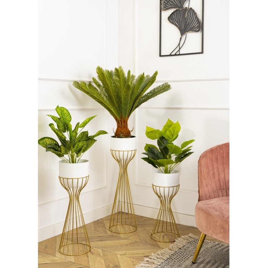 Blomkruka av metall LOFT 68x20 cm guld/vit