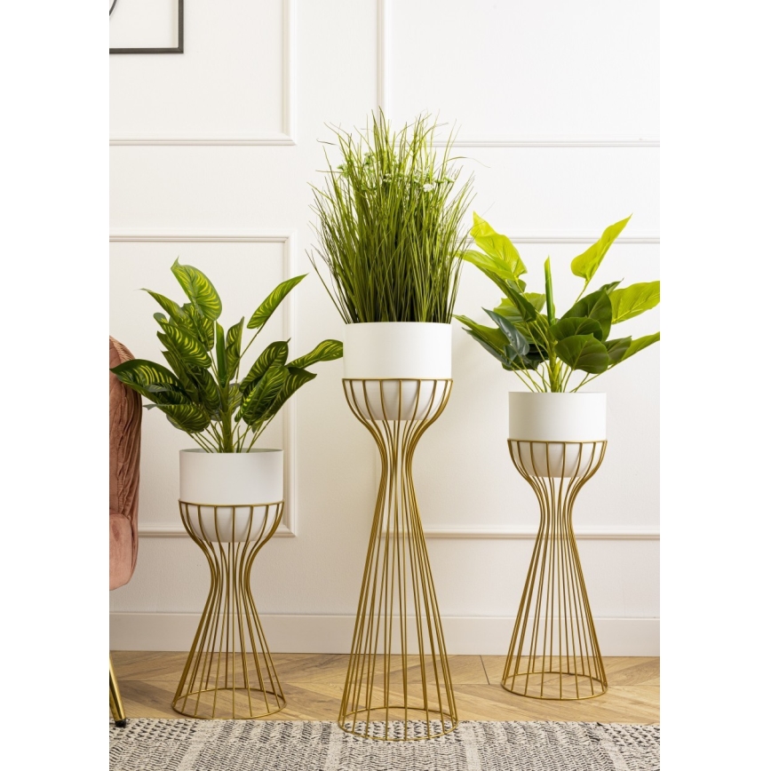 Blomkruka av metall LOFT 68x20 cm guld/vit
