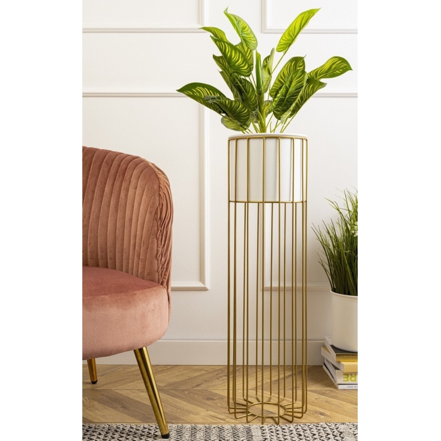 Blomkruka av metall LOFT 70x20 cm guld/vit